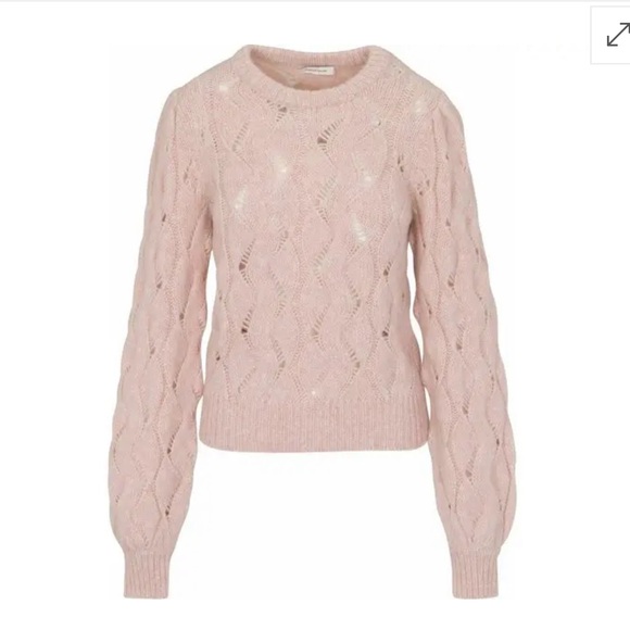 NWT Rebecca Taylor Alpaca Chainette Sweater Blush Cable Knit Crewneck